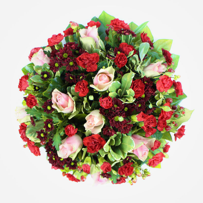 Posy SYM-346 - Red & Pink Classic Posy. A perfect arrangement to send for a funeral.
