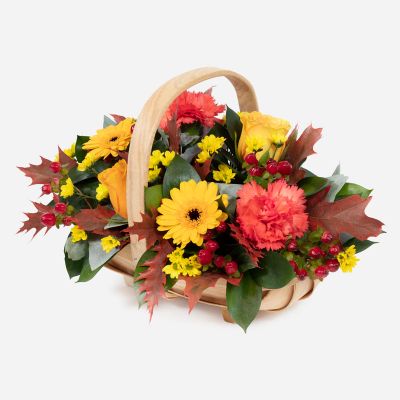 Autumn Hedgerow Basket - Leave a lasting impression this Autumn and send this beautiful basket filled with an array of wonderfully selected flowers, delicately arranged to create the perfect gift. 